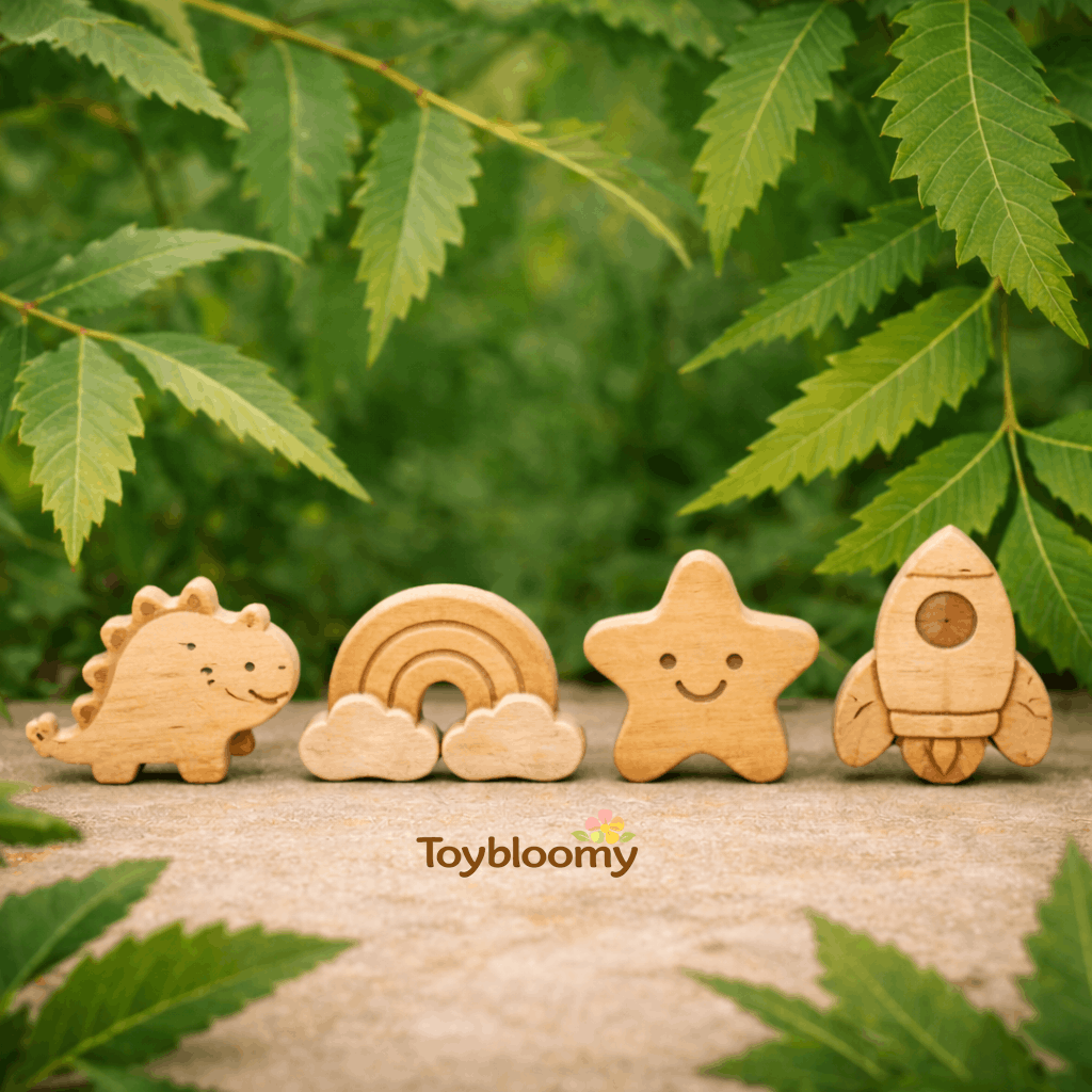 Natural Neem Wood Baby Teether Set – Safe & Organic Teething Toy